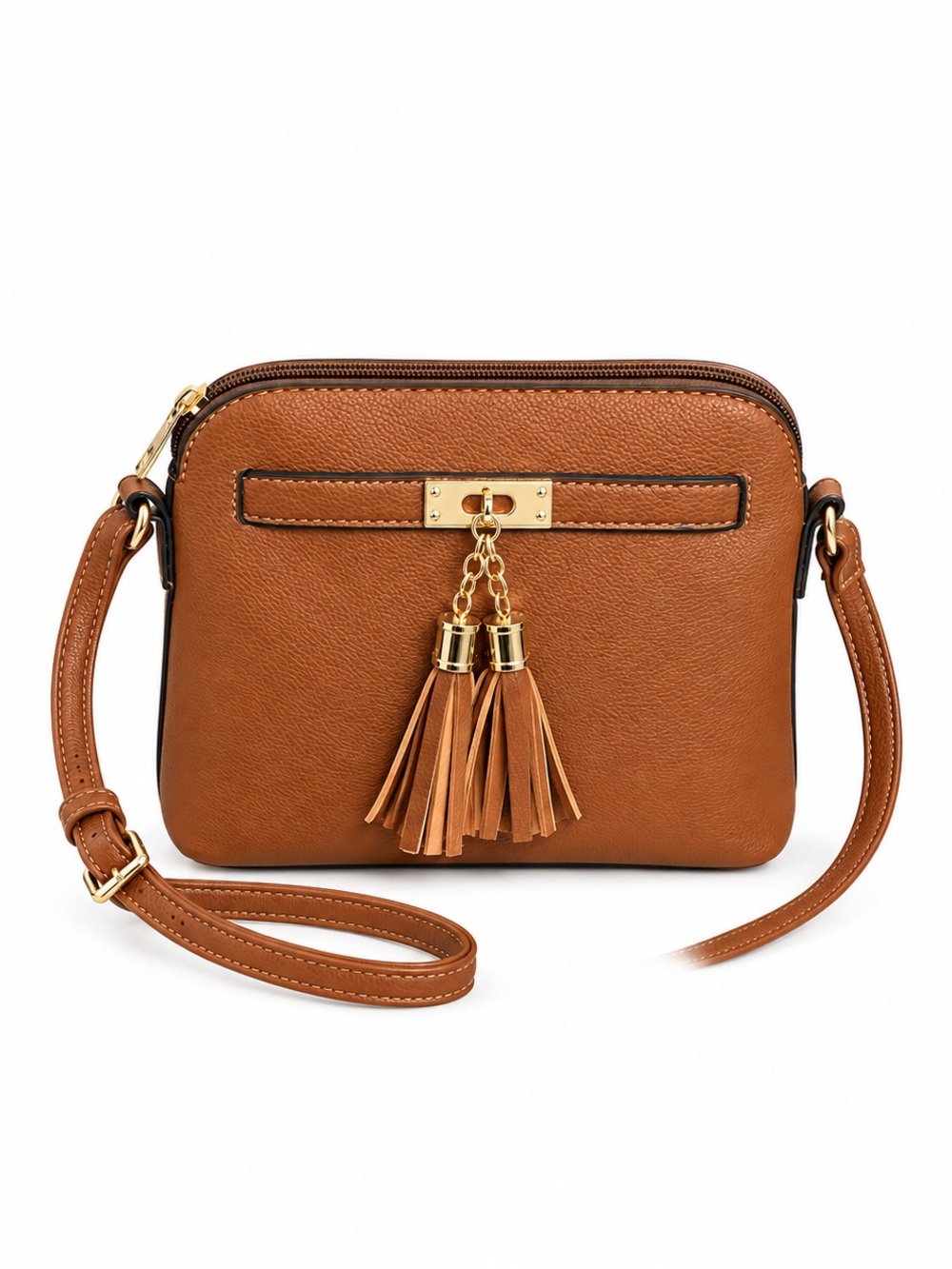 Le Bag Los Angeles Brown Crossbody Bag Gold Hardware Tassel NWT